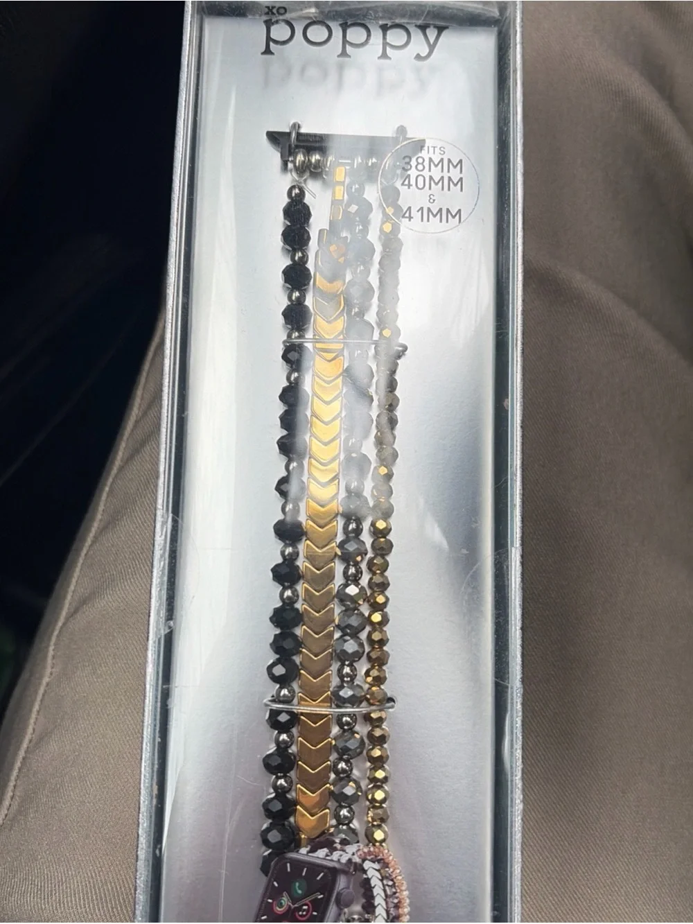 Black and Gold Triple-Strand Watch Band for Apple Watch